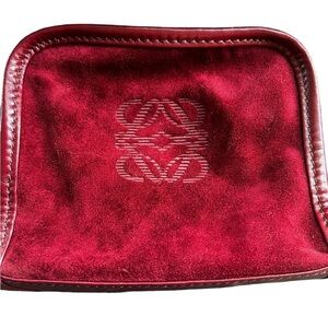 Loewe Red Suede Makeup Travel Bag